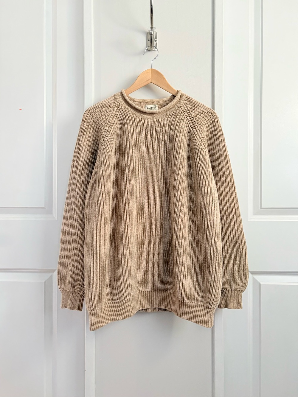Vintage L.L.Bean Made in USA Cotton Fisherman Sweater XL Tall
